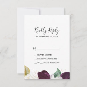 Moody Paarse Blooms Simple RSVP-kaart RSVP Kaartje