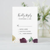 Moody Paarse Blooms Simple RSVP-kaart RSVP Kaartje (Staand voorkant)