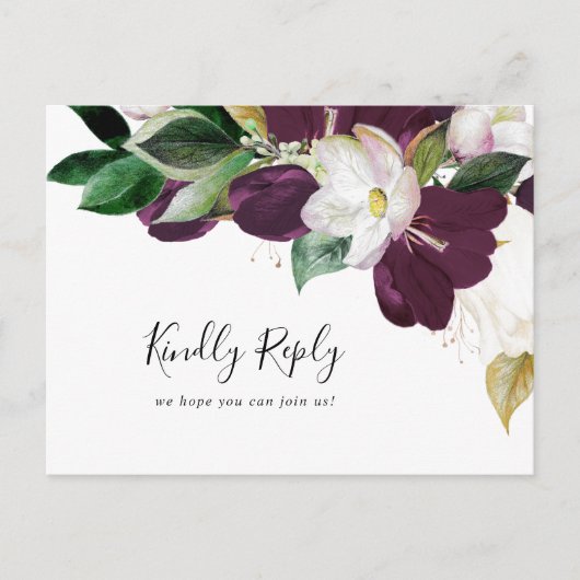 Moody Paarse Blooms Song Request RSVP Briefkaart (Voorkant)