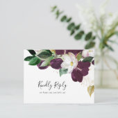 Moody Paarse Blooms Song Request RSVP Briefkaart (Staand voorkant)