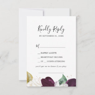 Moody Paarse Blooms Song Request RSVP Card