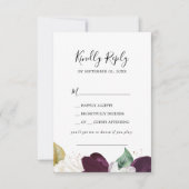 Moody Paarse Blooms Song Request RSVP Card (Voorkant)