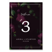 Moody Paarse Blooms | Tafelnummer zwart patroon (Achterkant)