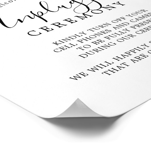 Moody Paarse Blooms Unplugged Ceremony Sign Poster (Hoek)