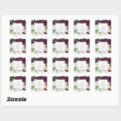 Moody Paarse Blooms Wedding Envelope Seals Vierkante Sticker (Vel)