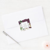 Moody Paarse Blooms Wedding Envelope Seals Vierkante Sticker (Envelop)