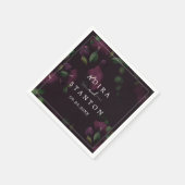 Moody Paarse Blooms | Zwarte Patroonbruiloft Servet (Hoek)