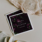 Moody Paarse Blooms | Zwarte Patroonbruiloft Servet