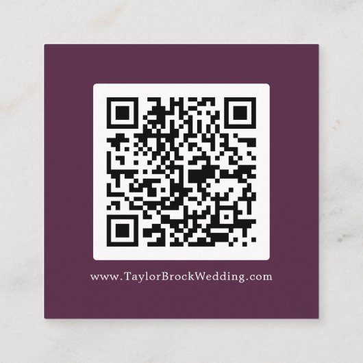 Moody Paarse Coördinaat Plum QR Code Details Informatiekaartje (Achterkant)