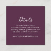 Moody Paarse Coördinaat Plum QR Code Details Informatiekaartje (Voorkant)