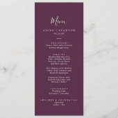 Moody Paarse Coördinaat Plum Trouwdiner Menu (Voorkant)