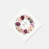 Moody Paarse Floral en Fig Wreath Names Wedding Servet (Hoek)