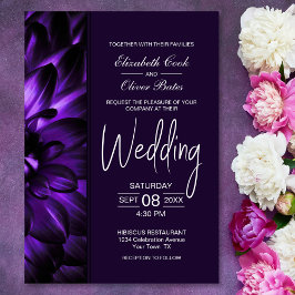 Moody Paarse Floral Wedding Invitation Kaart