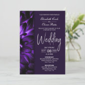 Moody Paarse Floral Wedding Kaart (Staand voorkant)