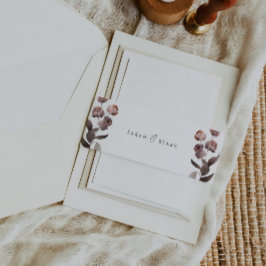 Moody Paarse Floral Wedding Nodig Belly Band uit Uitnodigingen Wikkel