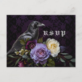Moody Paarse gotische tuin | Crow RSVP-Briefkaart Briefkaart
