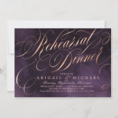 Moody paarse gouden kalligrafie repetitie diner kaart (Voorkant)