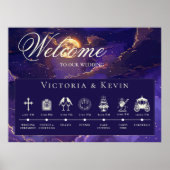 Moody Paarse & Gouden Maanverlichte Wolken Orde va Poster (Voorkant)