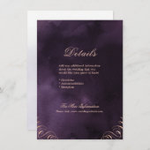 Moody paarse goudkalligrafie van roos informatiekaartje (Voorkant / Achterkant)