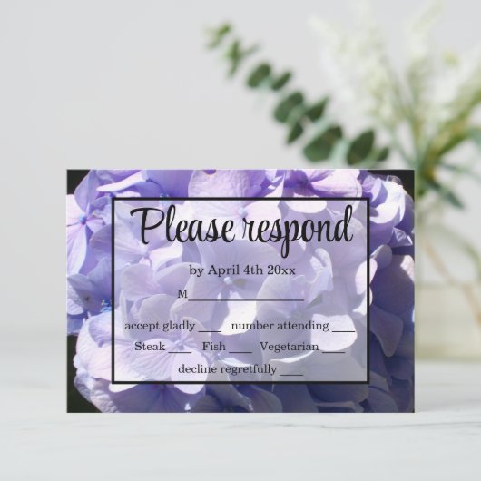 Moody Paarse hortensia paarse bloem paarse bloemen RSVP Kaartje (Staand voorkant)