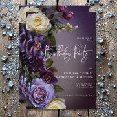 Moody Paarse & Lavendel Bloemen Moderne Verjaardag Kaart