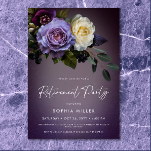 Moody Paarse & Lavendel Bloemen Retirement Party Kaart