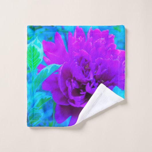 Moody Paarse Peony met mooie olievlek Bad Handdoek (Wasdoekje)