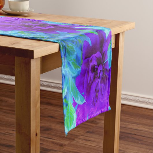 Moody Paarse Peony met mooie olievlek Korte Tafelloper (Voorbeeld)