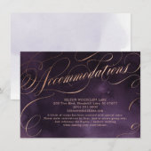 Moody paarse roos goudkalligrafie informatiekaartje (Voorkant / Achterkant)