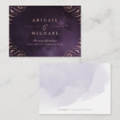 Moody paarse roos goudkalligrafie informatiekaartje (Voorkant / Achterkant)