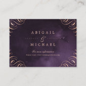 Moody paarse roos goudkalligrafie informatiekaartje (Voorkant)