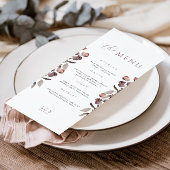 Moody Paarse Roos Trouwdiner Menu Kaart