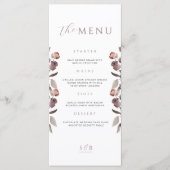 Moody Paarse Roos Trouwdiner Menu Kaart (Voorkant)