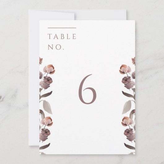 Moody Paarse Roos Trouwtafel Nummer Teken Kaart (Achterkant)