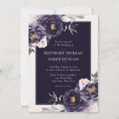 Moody Paarse Rozen Bloemenbruiloft Kaart (Voorkant)