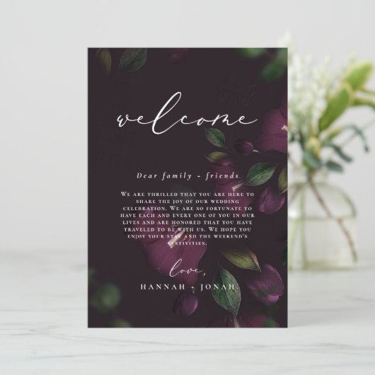 Moody Paarse Trouwprogramma Welkom Tas kaart (Staand voorkant)