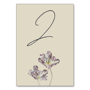 Moody Paarse Tulpen Trouwtafel Nummer Kaart