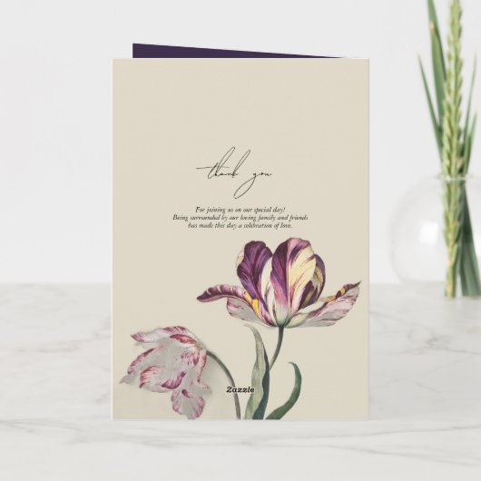 Moody Paarse Tulpen Wedding Order of Service Programma (Achterkant)