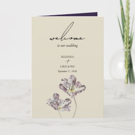 Moody Paarse Tulpen Wedding Order of Service Programma
