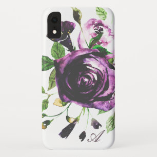 Moody Paarse Waterverf BloemMonogram Case-Mate iPhone Case