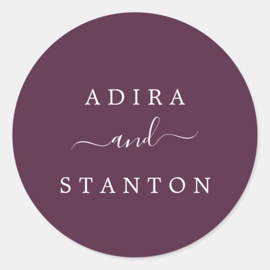 Moody Paarse Wedding Envelope-zegels Ronde Sticker (Voorkant)