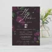 Moody Paarse Zijn & Hers Kalligrafie Koppels Douch Kaart (Staand voorkant)