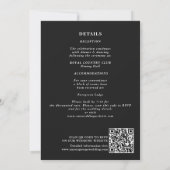 Moody Paarse Zwart Elegante Bloemen Wedding QR Cod Kaart (Achterkant)