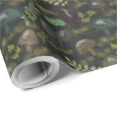Moody Paddenstoelen Donker Salie Vuil Bruin Grijs  Cadeaupapier (Rol Hoek)