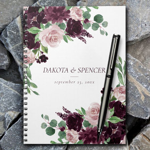 Moody Passion Dramatische Paarse Floral Wedding Notitieboek