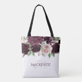 Moody Passion | Dramatische Paarse Wijn Bloemige C Tote Bag (Achterkant)