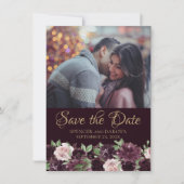 Moody Passion | Dramatische Paarse wijn Rozen 2 Fo Save The Date (Voorkant)