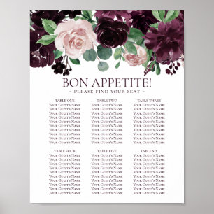 Moody Passion Paarse Floral Self Seating Chart Poster