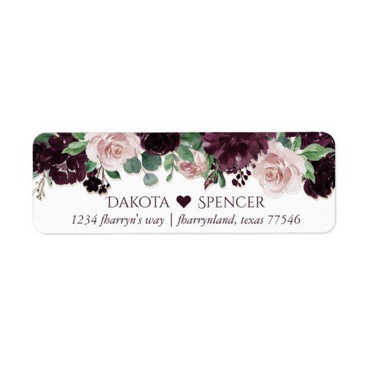 Moody Passions | Dramatic Purple Wine Rose Address Etiket (Voorkant)