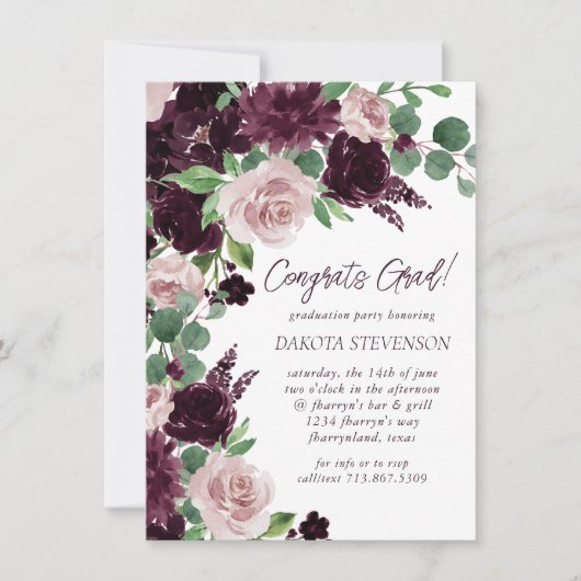 Moody Passions | Dramatische Paarse wijn Afstudere Kaart (Voorkant)